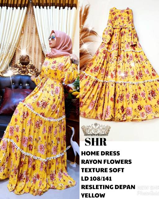 11 READY !! SHR ORI !! HOME DRESS RAYON FLOWERS