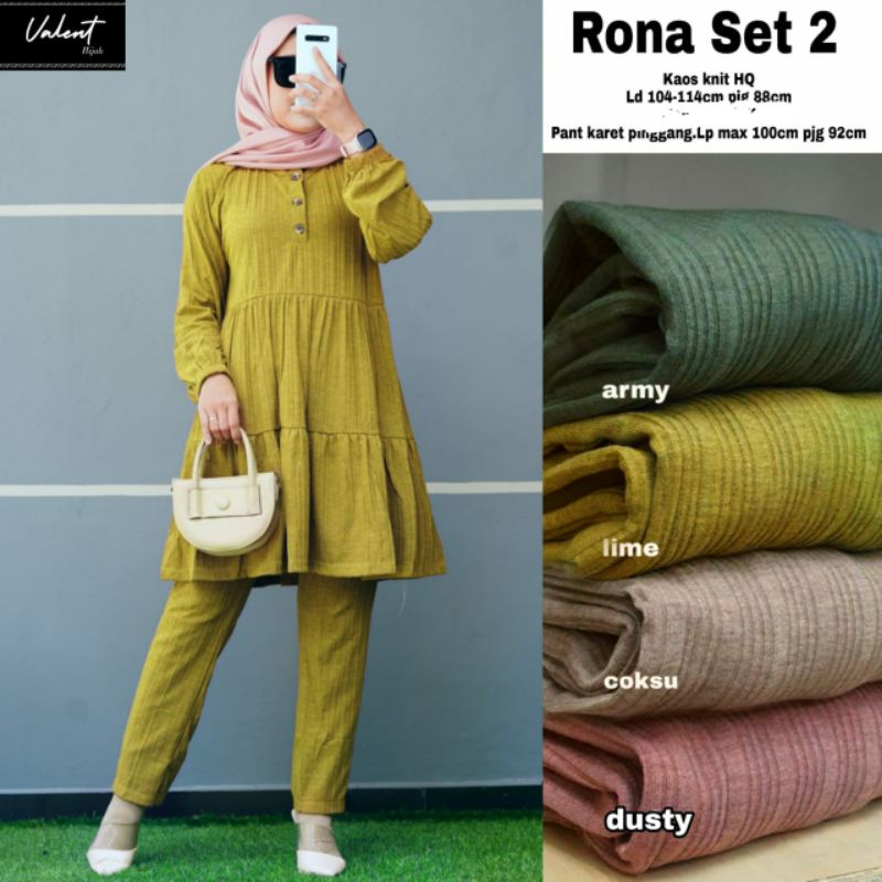 TKG - RONA SET Setelan Celana Wanita Kaos Knit Melar Jumbo Ld120 By Fashion Hijab Solo