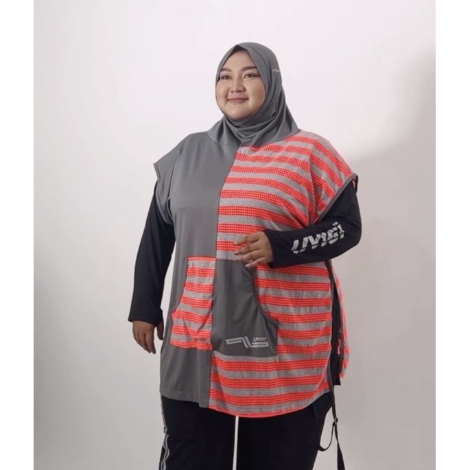 Livigi Sport - Vest Hijab Livistripe Bigsize Kerudung Rompi Wanita Muslimah Super Jumbo