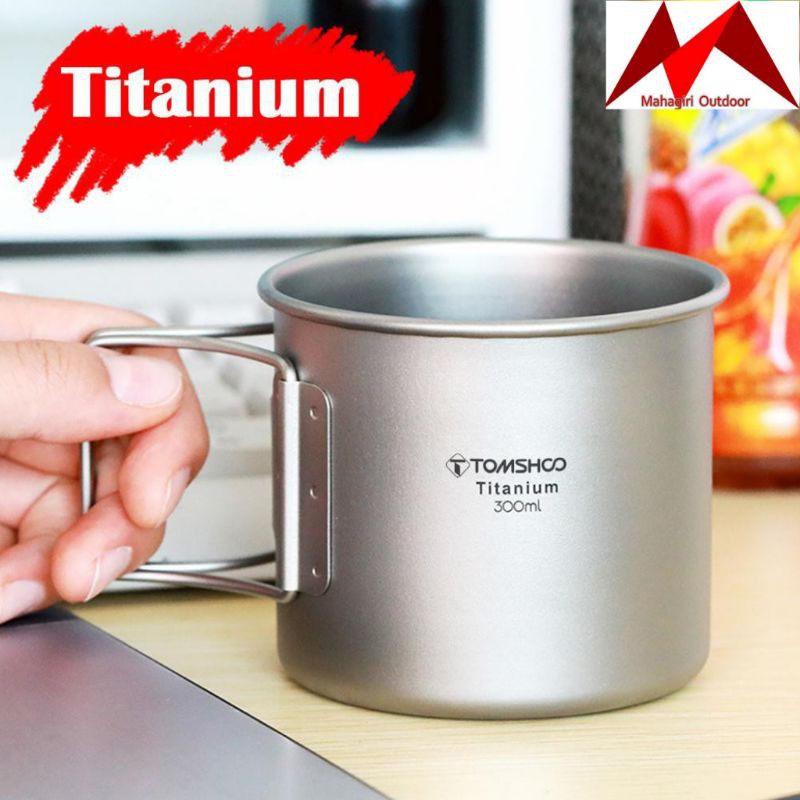 Tomshoo titanium 300ml mug cup foldable ultralight camping gelas ngopi