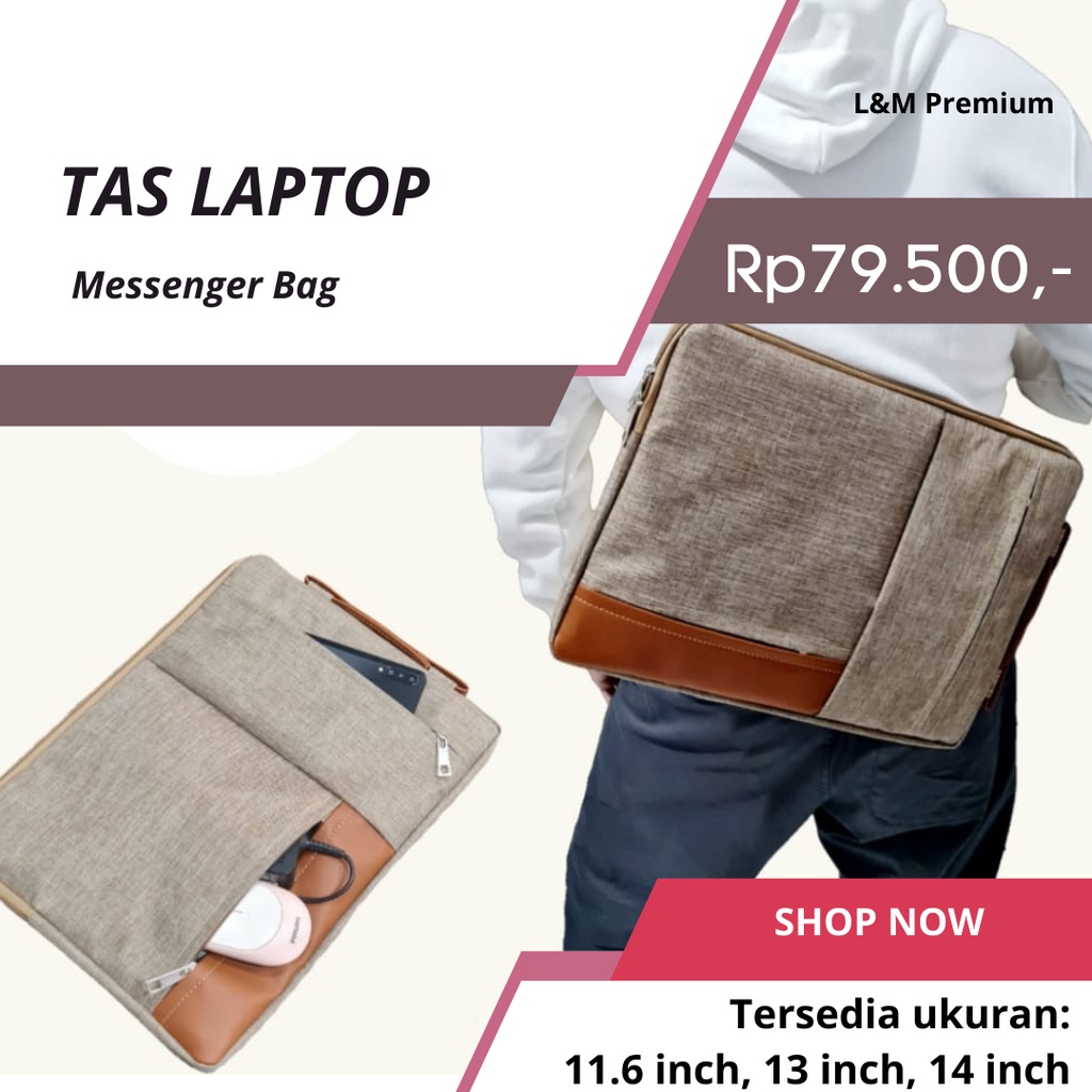 Tas Laptop Pria  Wanita Messenger Bag 11-14 Inch