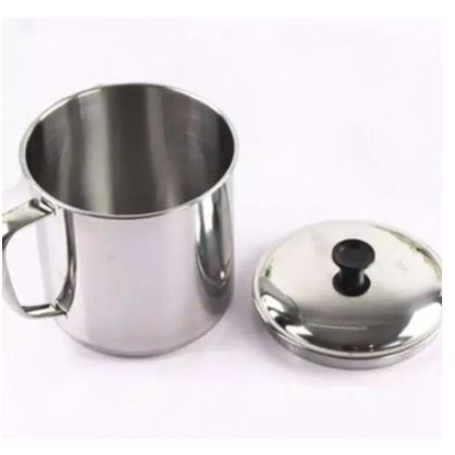 [ OBJ ] Gelas Mug Cangkir Stainless 8cm Plus Tutup