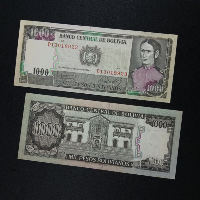 koleksi uang asing 1000 Bolivia. $