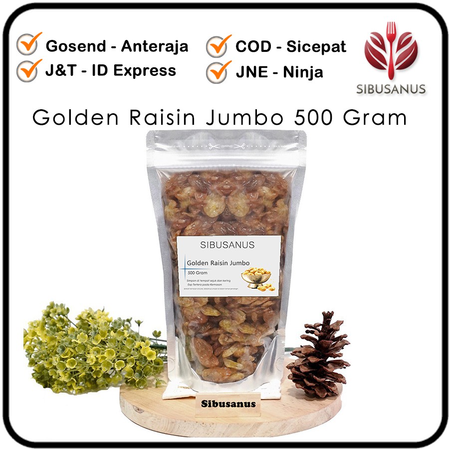 

Golden Raisin Jumbo 500gr KISMIS Kuning Raisin Besar Warna Coklat Muda