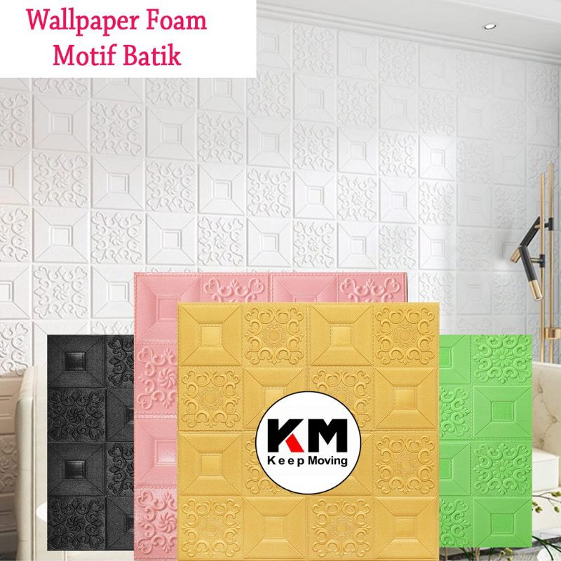 HARGA TERMURAH SEKALIMANTAN !!! WALLPAPER DINDING 3D MOTIF BATIK VARIAN WARNA 70x70cm-1