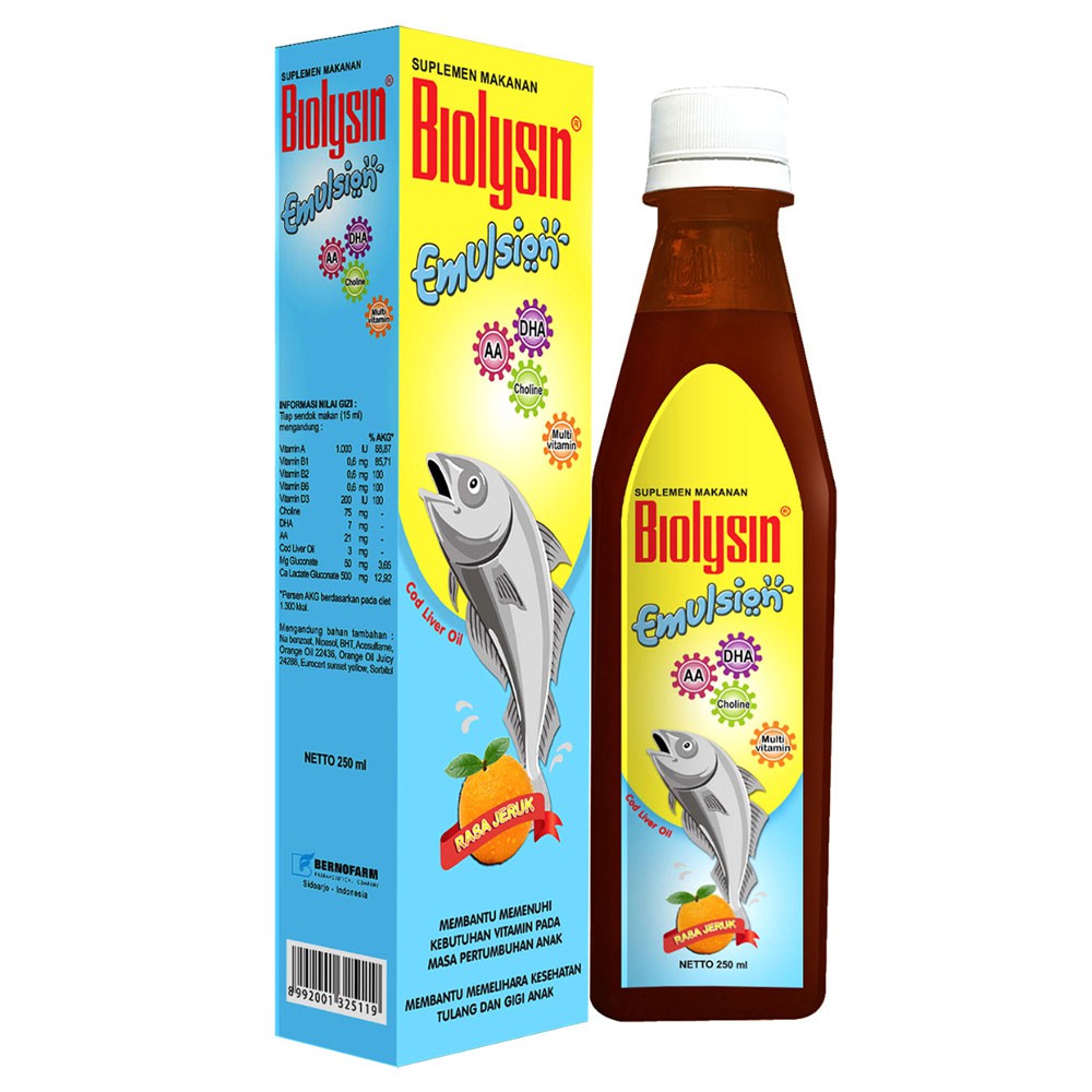 Biolysin Emulsion 250ml Suplemen Minyak Ikan Vitamin Anak Masa Pertumbuhan