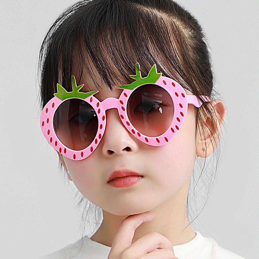 REBUY Rebuy Strawberry Sunglasses Kreatif Tidak Teratur Kartun Gadis Pantai Perlindungan Kacamata Kacamata Kacamata Anak