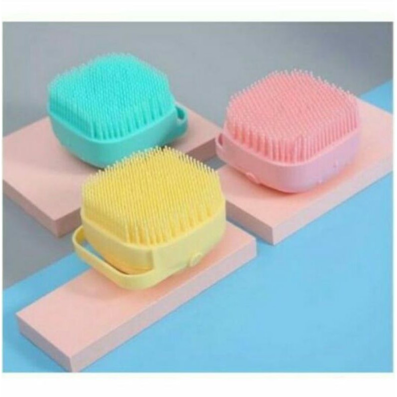 Sikat Mandi Silikon Brush dengan Dispenser Sabun Silicon Lembut Elastis