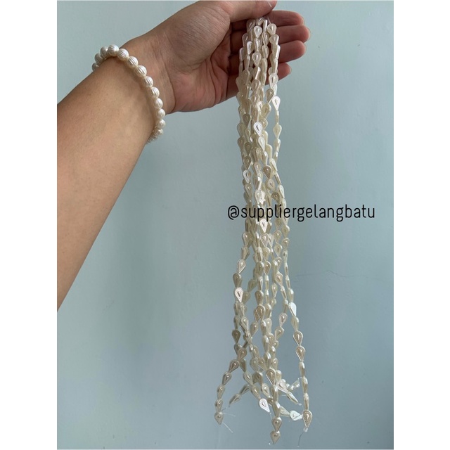 Mutiara Sintetis OVAL motif ALPUKAT WHITE PEARL TULANG manik aksesoris