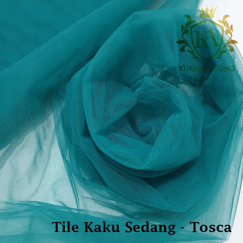 Kain Tile Tulle Kaku Sedang 100cm x 125cm meteran Per Meter Souvenir Dekorasi Wedding Veil Aksesoris-Tosca