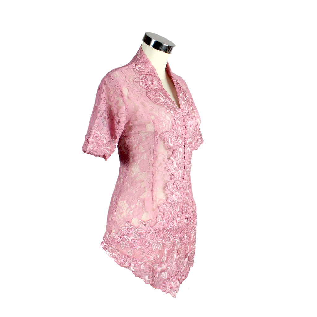 Kebaya Brokat Pendek Dusty Pink Bordir Tua Muda 828