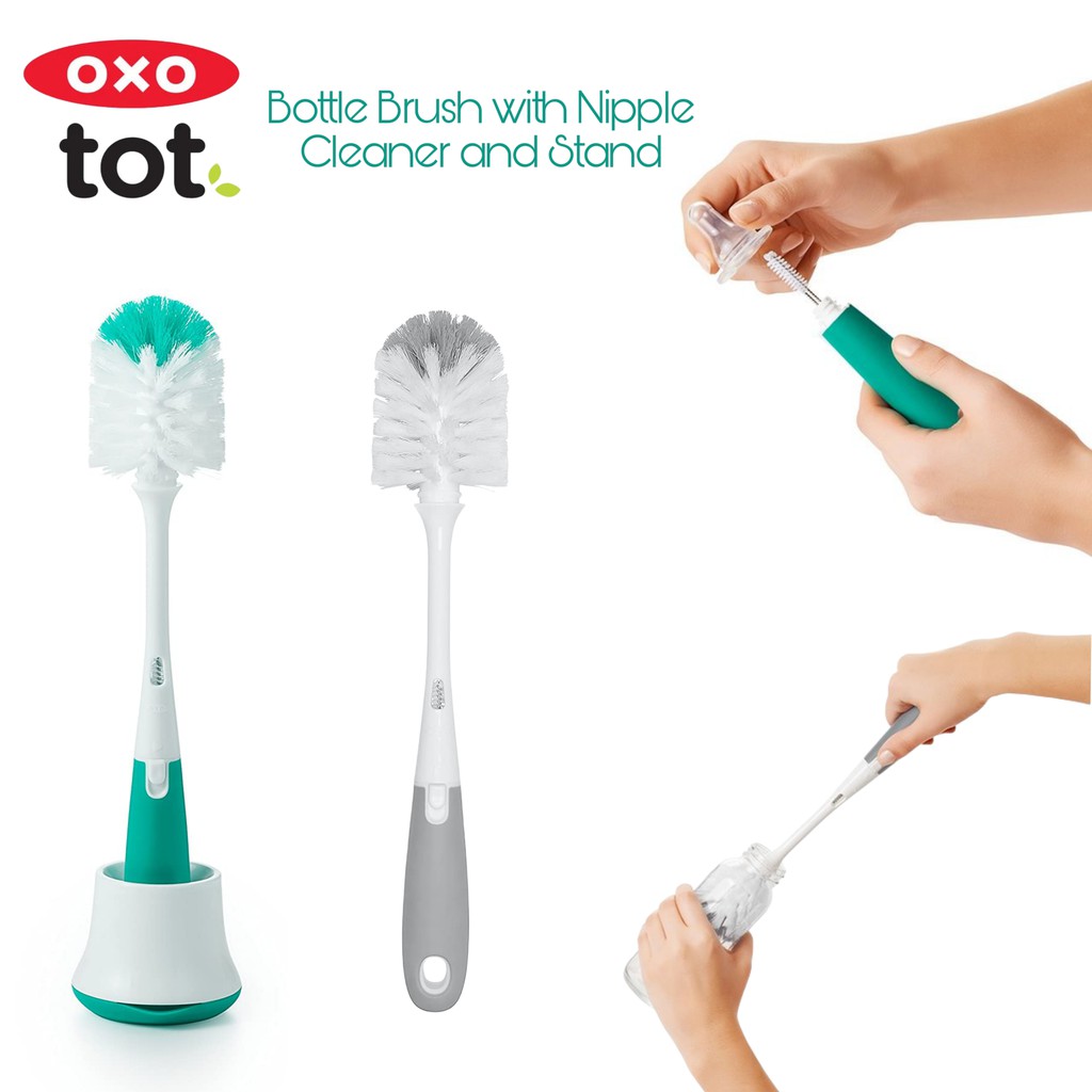 OXO Tot Bottle Brush with Nipple Cleaner and Stand - Sage