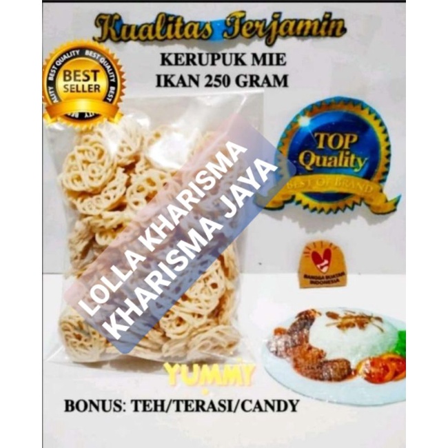 

@250GR KERUPUK MIE IKAN MENTAH GRATIS TEH /TERASI/CANDY