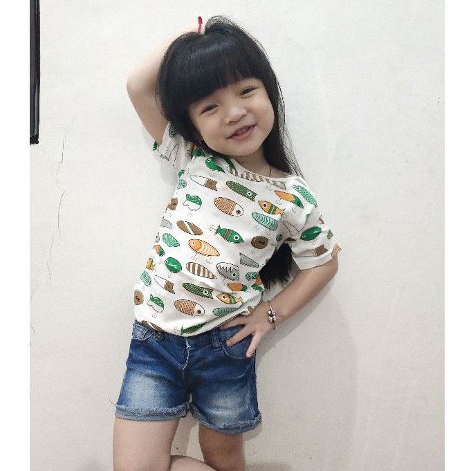 Kaos anak fullprint fish , lol , butterfly , unicorn