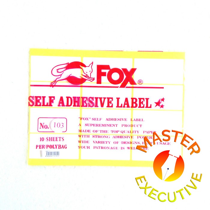 [Pak - 10 lembar] Fox Label Stiker 103 / Undangan / Nama / Self Adhesive Sticker