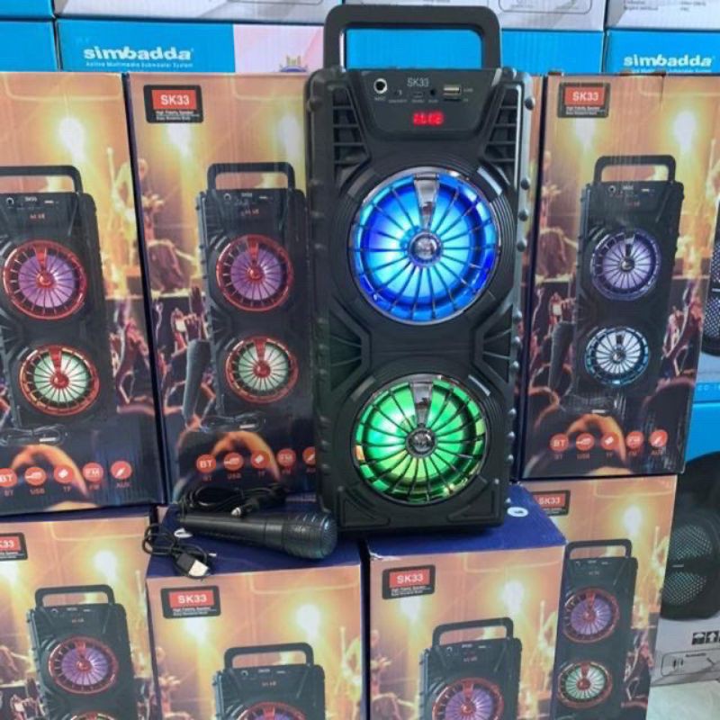 speaker Bluetooth SK 33 + mic high quality / speaker aktif SK 33 free mic high bass - MM