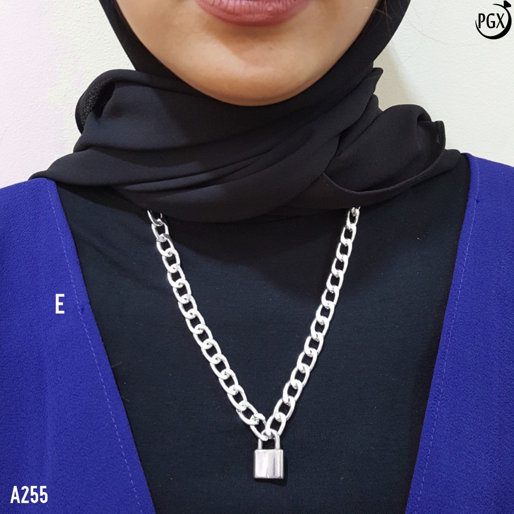 PGX Kalung Rantai Wanita Gembok Panjang Hijab Multilayer - A255