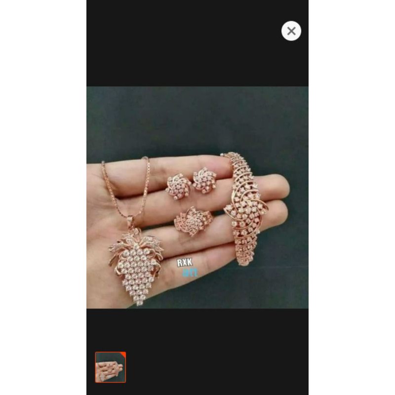 set berlian kalung,gelang,anting,cincin mewah cantik awet tahan lama FREE BOX