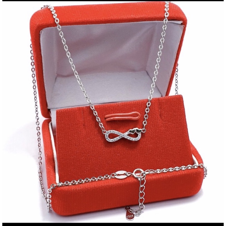 Kalung perak 925 lapis emas putih kalung liontin infinity kalung perak 925 kalung cewek