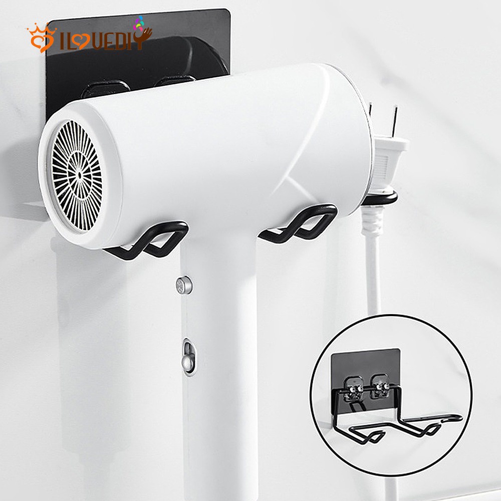 Rak Holder Hair Dryer Multifungsi Bahan Stainless Steel Tahan Air Untuk Kamar Mandi