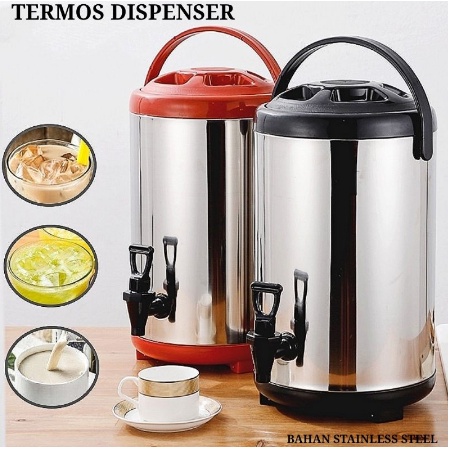 Termos 8 Liter THERMOS DISPENSER / Water tank Jug Dispenser 8L 10L / Juice Teh Kopi Stainless Kran Panas Dingin Milk Tank