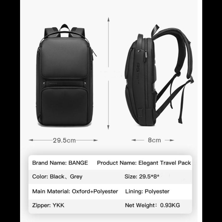 Tas Bange BG7261 Bag Backpack Ransel Laptop 15.6&quot; Inch Anti Air USB Slim