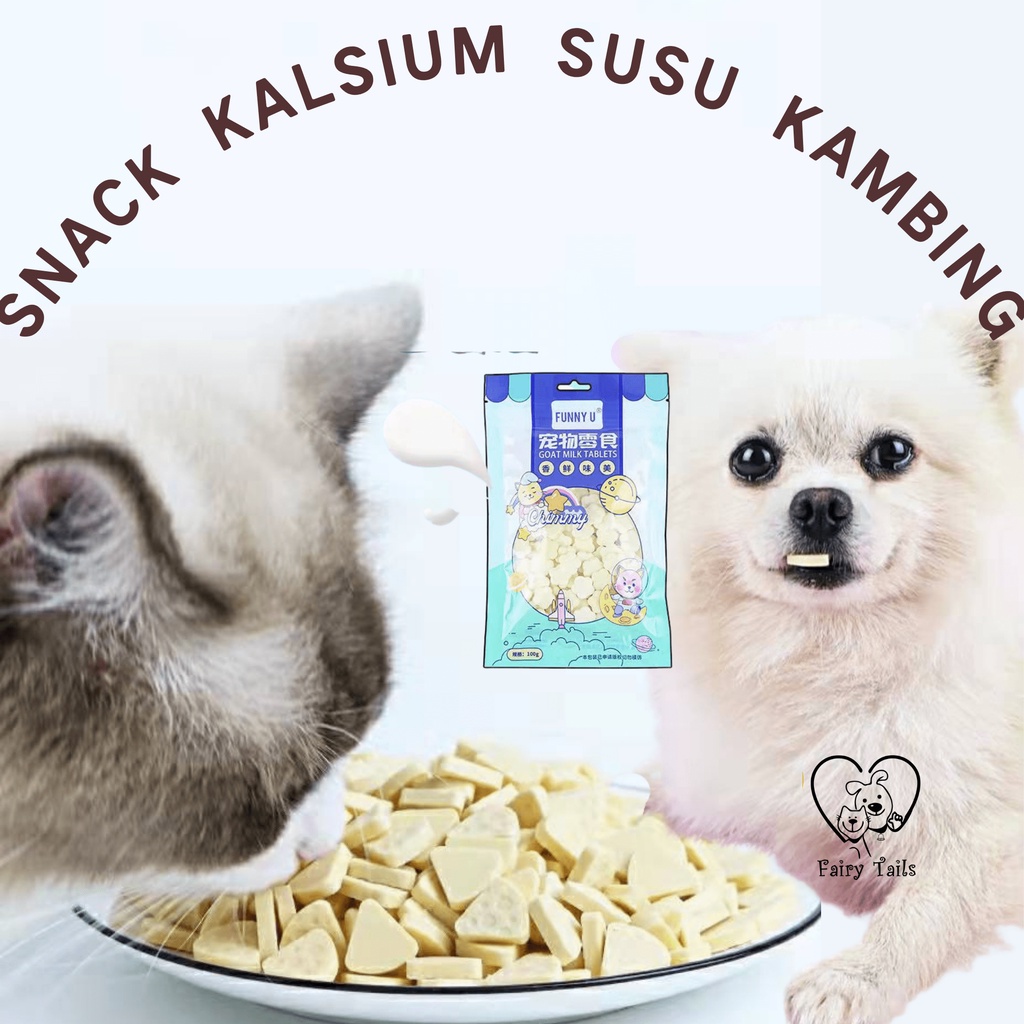 [ORIGINAL] Snack Kalsium Susu Kambing Untuk Anabul Anjing dan Kucing 100 gr Treat Tablet Cemilan Sehat Susu Kambing Segar / Pet Cat and Dog Food Snack Calcium Goat Milk | Makanan Fresh Meat