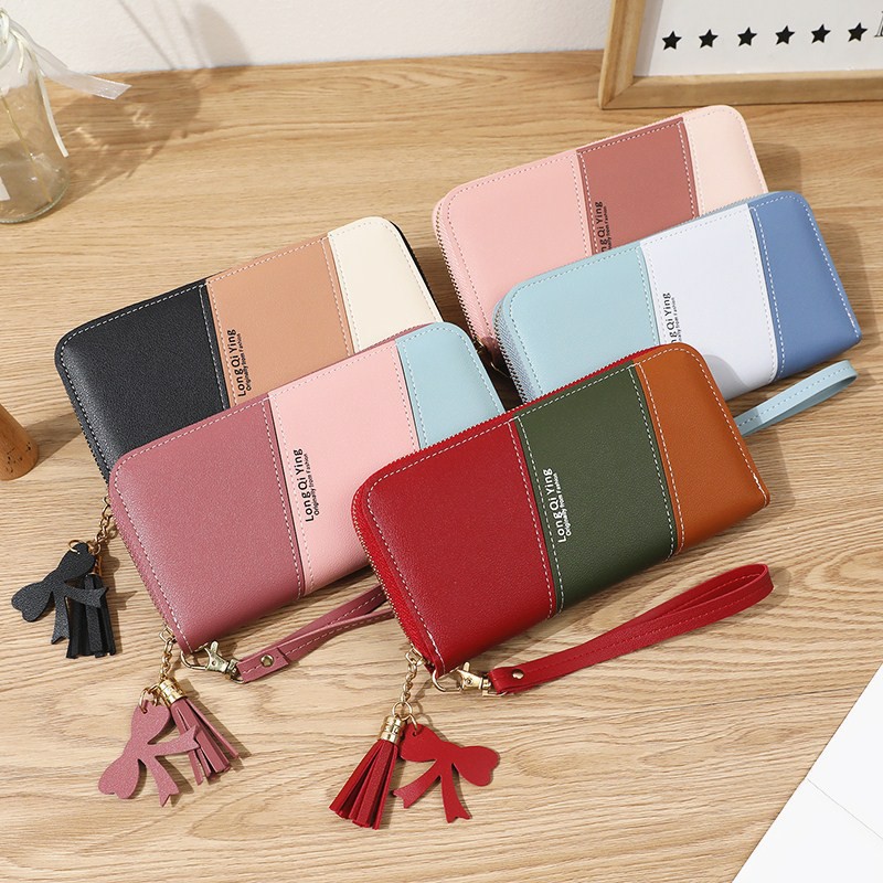 (COD) Dompet Panjang Wanita Resletting Free Gantungan Dompet Import DR217 MALL SHOPPING