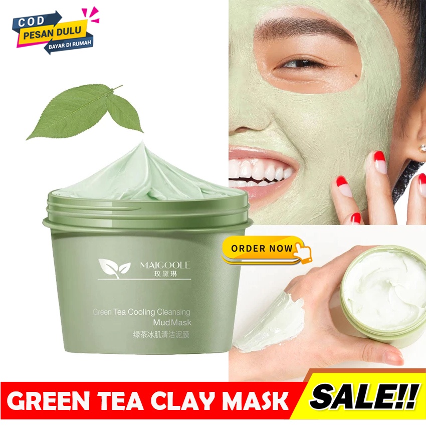 [100% ASLI] MAIGOOLE GREEN TEA COOLING CLEANSING MUD MASK /CLAY MASK MASKER WAJAH KOMEDO