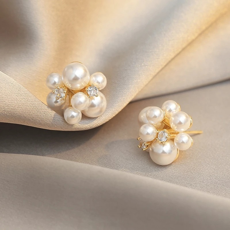 Anting Stud Mutiara Zircon Menjuntai Gaya Korea Minimalis Elegan Untuk Aksesoris Pesta Pernikahan Wanita