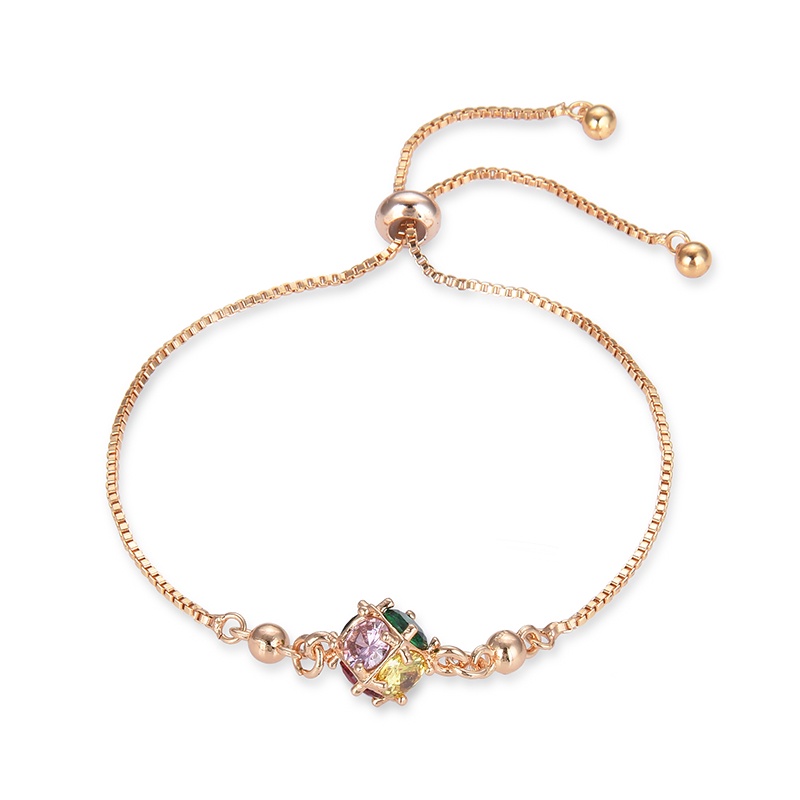 COD Gelang titanium lapis emas bola kristal berlian xuping Perhiasan perak 07b-82b-Warna