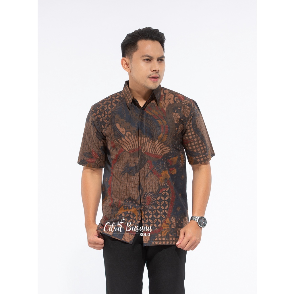 KAWUNG ROGO PENDEK Kemeja Batik Pria Full Furing Bahan Katun Primisima