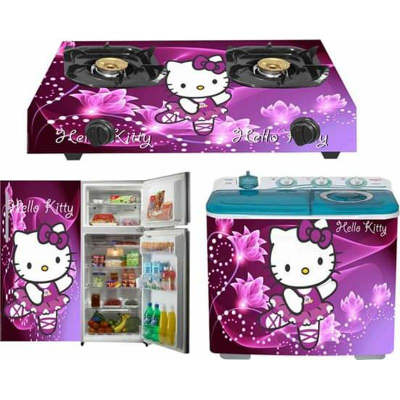 stiker komplit kulkas mesin cuci kompor gas motif hello kitty
