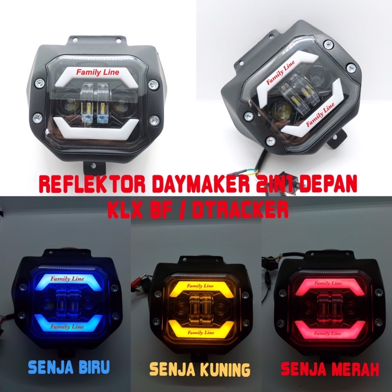 Reflektor Lampu Depan Daymaker Klx Bf / Dtracker + Cover Hitam Pnp Klx Bf Dtracker New Model