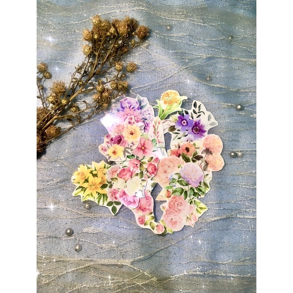 Sticker floral sticker flower untuk journaling hiasan sticker cute aesthetic sticker transparant scr
