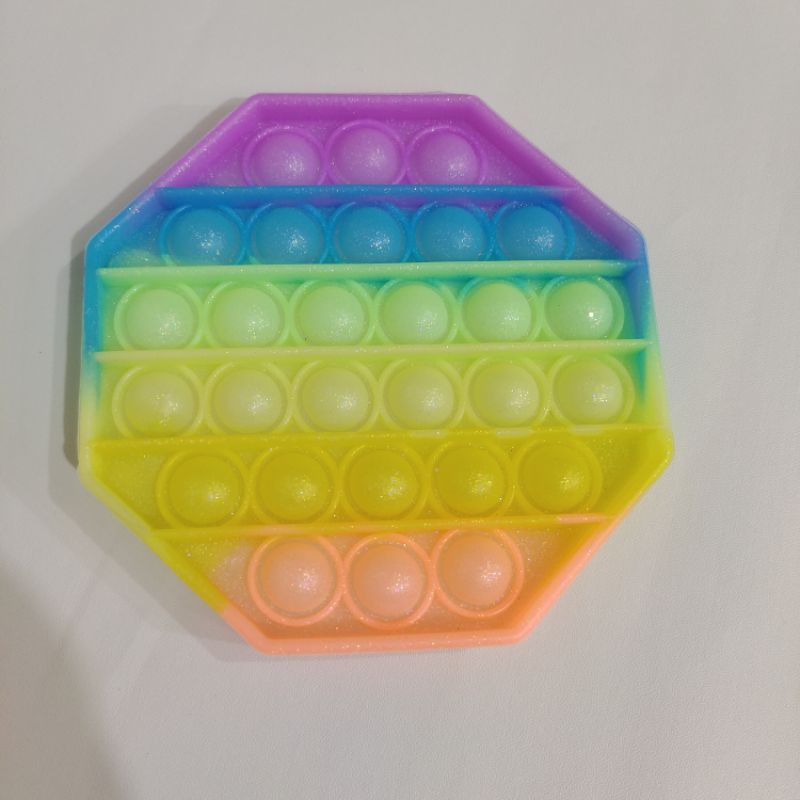 FREE GUNDU KELERENG!Mainan Pop It Penghilang Stress Viral Tiktok Jumbo 20cm Bahan Import Bagus Halus Model New Bts-Oktagon Glitter