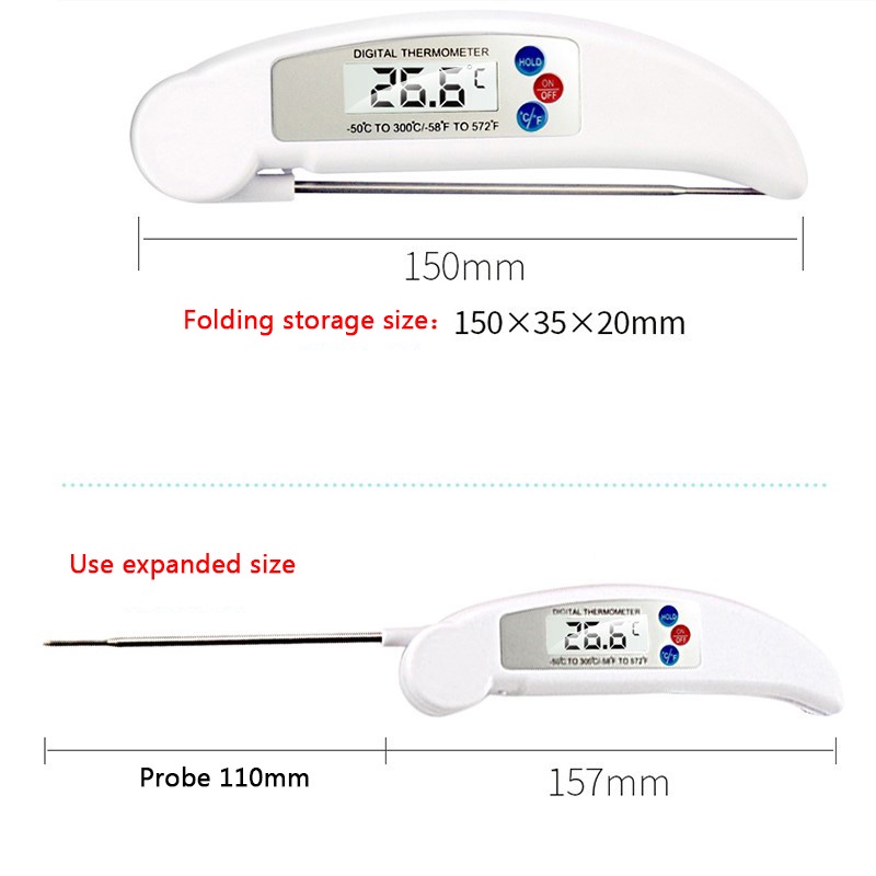 1pc Termometer Makanan Digital Model Lipat Bahan Stainless Steel Ultra Tipis Untuk Bbq