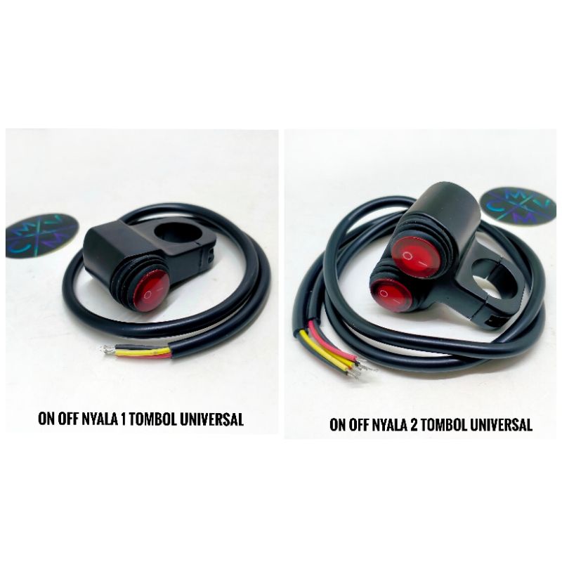 [PREMIUM] SAKLAR TOMBOL ON OFF NYALA MOTOR DOMINO KG95 + LAMPU NYALA besi / holder on off besi kanan domino kg95 + nyala