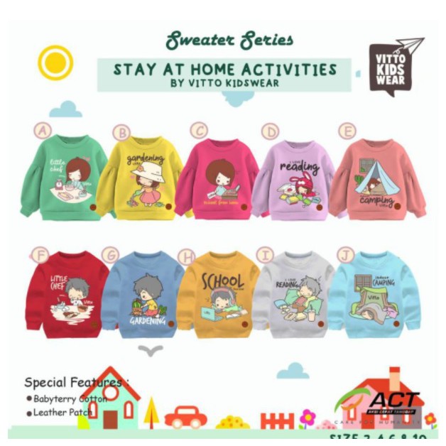Sweater Vitto Kidswear | Sweater Stay At Home | Sweater Anak Keren I Baju Anak Vitto Sweater