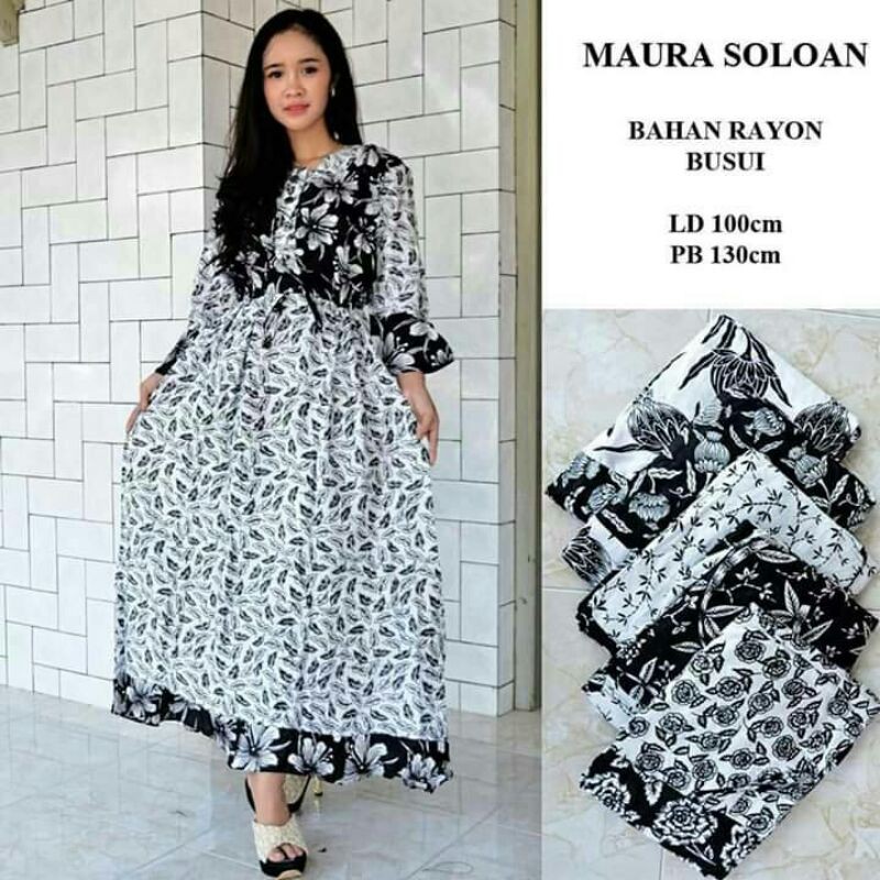 Daster maura soloan lengan panjang - maura soloan monochrome