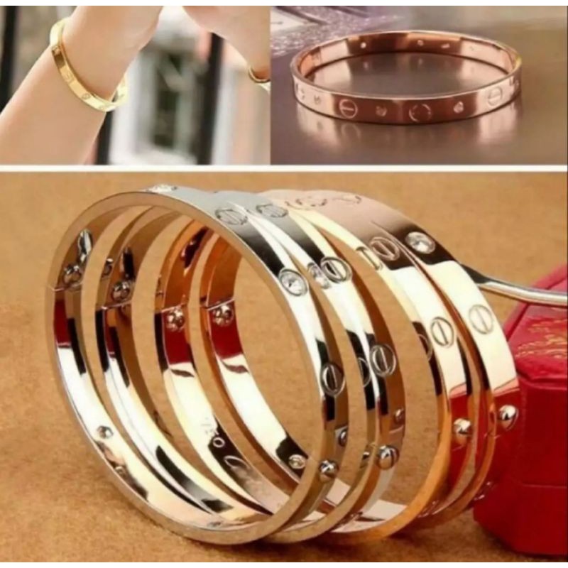 Gelang tangan titanium lapis emas 24k