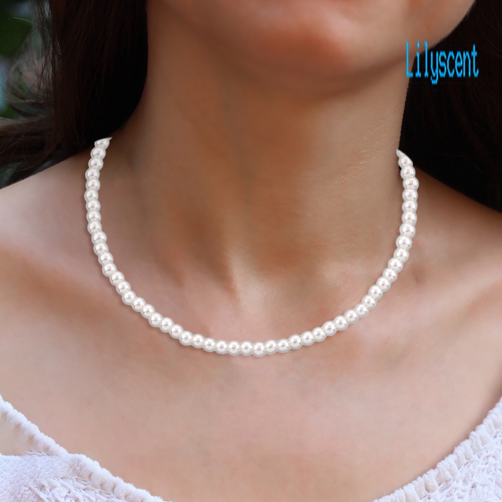 Lily Kalung Choker Wanita Hias Mutiara Imitasi Simetris Untuk Pernikahan