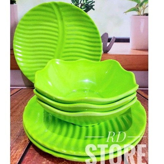 PROMO 6.PCS / ISI 3.PIRING &amp; 3.MANGKOK MODEL ULIR MELAMINE POLOS