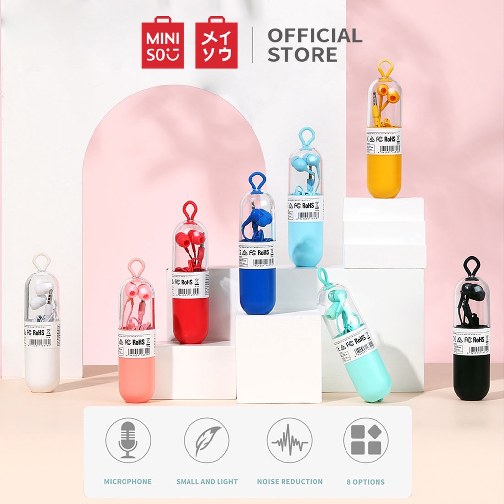 Miniso Music Earphone Colorful Capsule Headphones Noise Cancelling Awet Handsfree Earphone