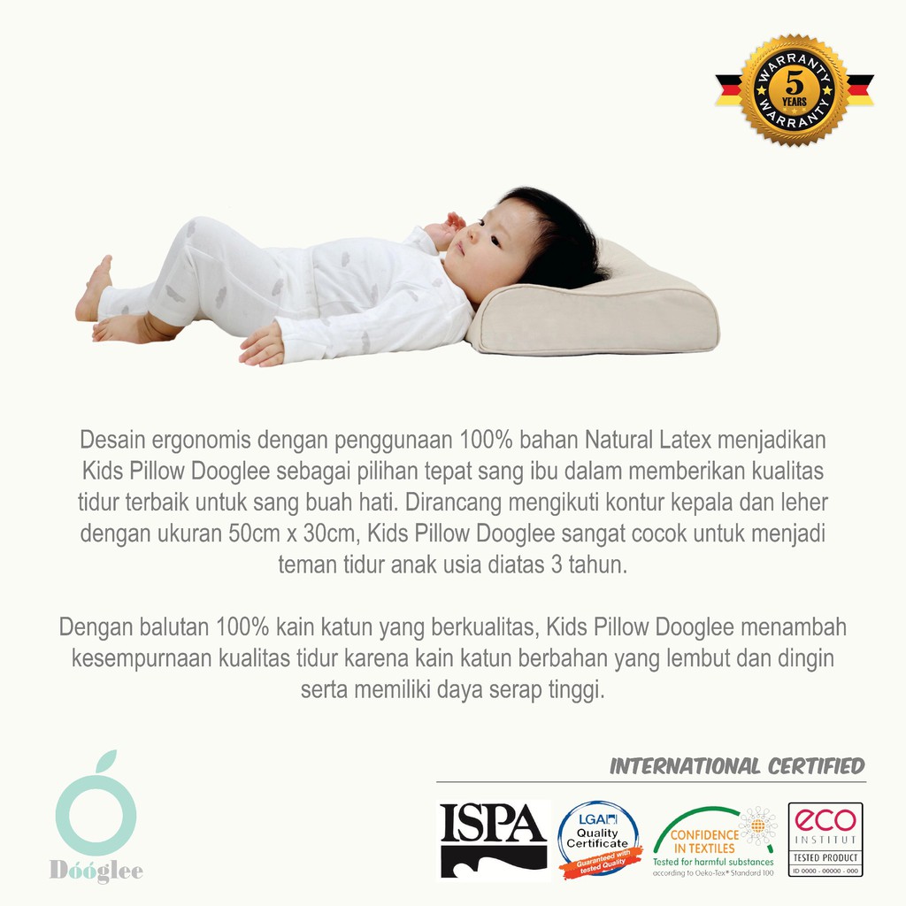 Dooglee Kids Pillow Bantal Bayi Natural Latex KIDS PILLOW