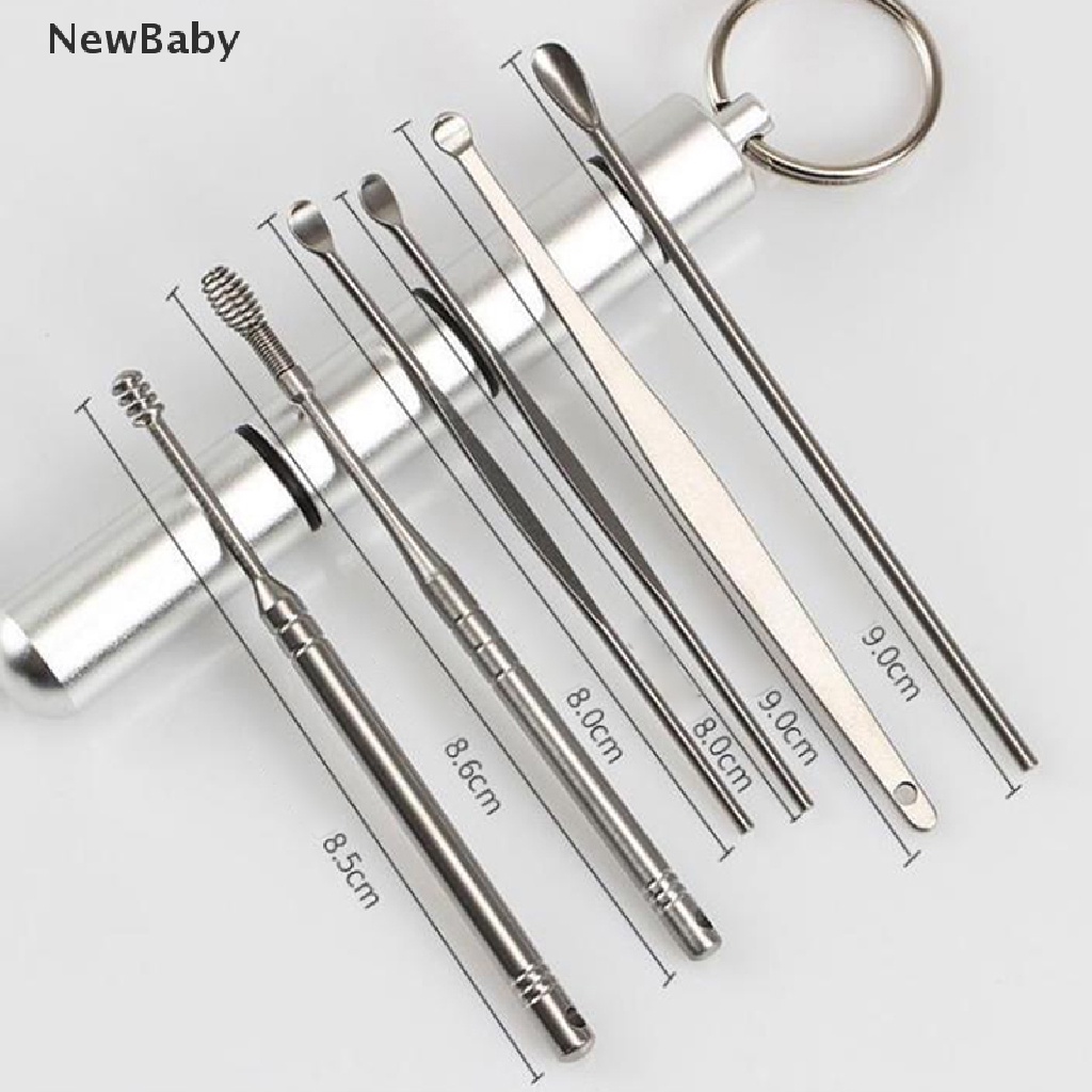 NewBaby 6PC Stainless steel Ear Pick Earwax Removal Kit Ear Cleansing Tool Steel Set ID