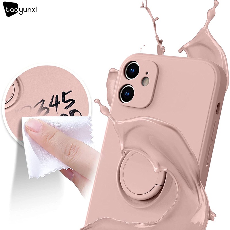 Case Pelindung Kamera Bahan Silikon Dengan Ring Bracket Untuk IPhone 11 12 13 Pro Max Mini 6 6S 7 8 Plus X XR XS