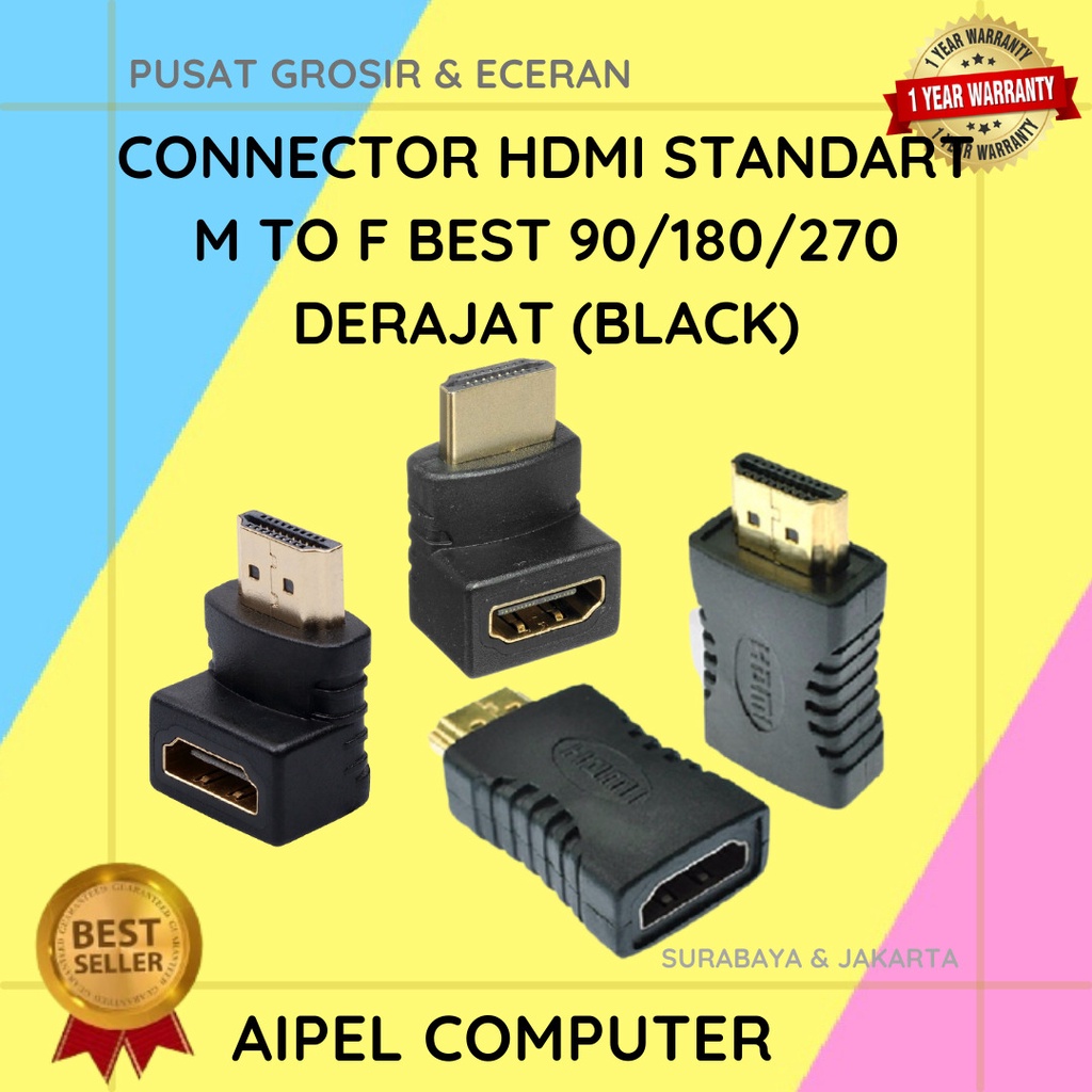 DERAJATMF | CONNECTOR HDTV STANDART MALE TO FEMALE BEST 90/180/270 DERAJAT (BLACK)