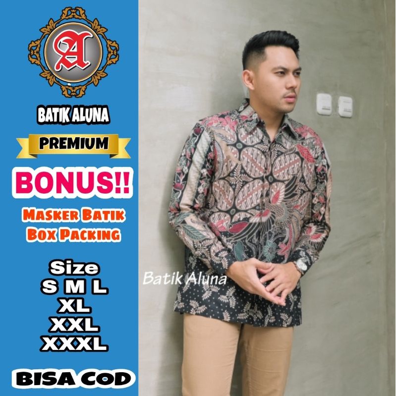 Baju Batik Pria Premium Lengan Panjang Full Furing Batik Solo Pekalongan Batik Reguler Batik Aluna P