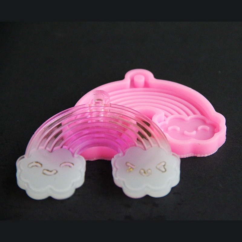 Siy Cetakan Liontin Epoxy Bentuk Awan Pelangi Bahan Silikon Untuk Gantungan Kunci DIY